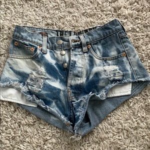 The Laundry Room bleached high rise jean shorts